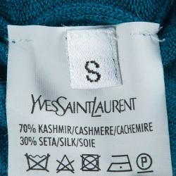 Pre Owned Yves Saint Laurent Blue Cashmere Button Down Cardigan S