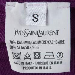 Pre Owned Yves Saint Laurent Purple Cashmere Button Down Cardigan S