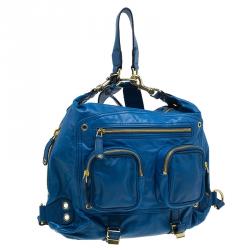 Gucci Blue Leather Medium Darwin Convertible Backpack Bag