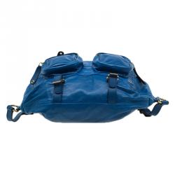 Gucci Blue Leather Medium Darwin Convertible Backpack Bag