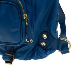 Gucci Blue Leather Medium Darwin Convertible Backpack Bag