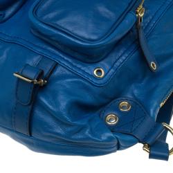 Gucci Blue Leather Medium Darwin Convertible Backpack Bag