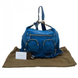 Gucci Blue Leather Medium Darwin Convertible Backpack Bag