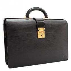 Pre Owned Louis Vuitton Black Epi Leather Serviette Fermoir Briefcase 