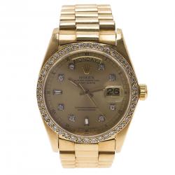 Pre Owned Rolex Gold 18K Yellow Gold President Date Just Unisex Wristwatch 38MM