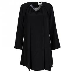 Pre Owned 3.1 Phillip Lim Black Jeweled Neck Draped Long Sleeve Dress S
