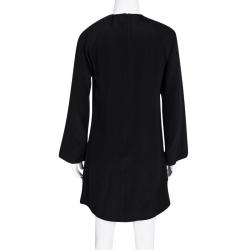 Pre Owned 3.1 Phillip Lim Black Jeweled Neck Draped Long Sleeve Dress S