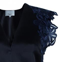 Pre Owned 3.1 Phillip Lim Black Organza Giupure Lace Detail Blouse M