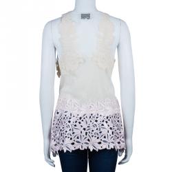 Pre Owned توب 3.1 فيليب ليم بدون أكمام مزين بدانتيل مورد M