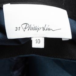 Pre Owned تنورة ميني 3.1 فيليب ليم حرير أزرق كحلي ودانتيل جبير L