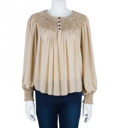 Pre Owned 3.1 Phillip Lim Beige Polka dot Long Sleeve Top M