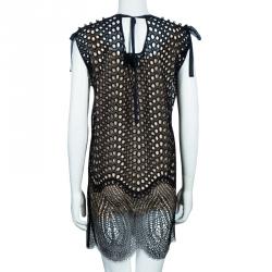 Pre Owned 3.1 Phillip Lim Navy Blue Contrast Lining Eyelet Dress S