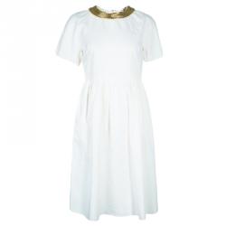 Pre Owned 3.1 Philip Lim White Embellished Short Sleeve Dress S