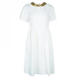 3.1 Phillip Lim White Embellished Short Sleeve Dress S