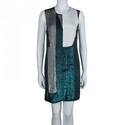 Pre Owned 3.1 Phillip Lim Colorblock Silk Sequin Embellished Sleeveless Shift Dress S
