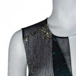 Pre Owned 3.1 Phillip Lim Colorblock Silk Sequin Embellished Sleeveless Shift Dress S