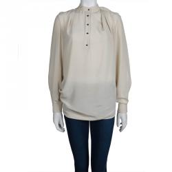 Pre Owned 3.1 Phillip Lim Cream Silk Long Sleeve Blouse S