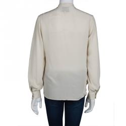 Pre Owned 3.1 Phillip Lim Cream Silk Long Sleeve Blouse S