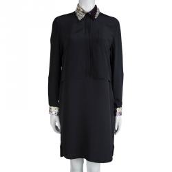 Pre Owned 3.1 Phillip Lim Black Silk Embellishment Detail Oversized Shirt Dress S