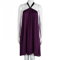 Pre Owned 3.1 Phillip Lim Purple Silk Halter Neck Tie Detail Draped Dress XS
