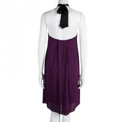 Pre Owned 3.1 Phillip Lim Purple Silk Halter Neck Tie Detail Draped Dress XS