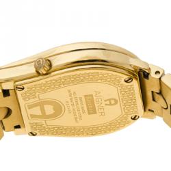 Pre Owned Aigner Ravenna Mother of Pearl Gold Diamond Studded Women's Wristwatch 30mm