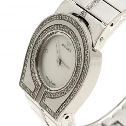 Pre Owned Aigner Mother of Pearl Diamond Stainless Steel La Spezia Women's Wristwatch 28 mm