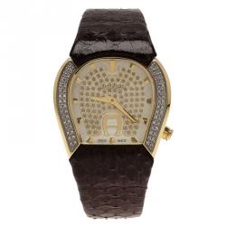 مملوكة مسبقًا ساعة أيغنر كريمون كواردز ألماس ستانلس ستيل جلد بني للنساء 44مم