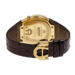 مملوكة مسبقًا ساعة أيغنر كريمون كواردز ألماس ستانلس ستيل جلد بني للنساء 44مم