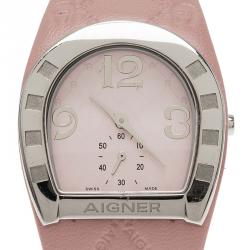 Pre Owned Aigner Pink Stainless Steel Capri Women's Wristwatch 31MM