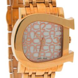 Pre Owned Aigner Rose Gold Tone Stainless Steel Genua Due Women's Wristwatch 34MM