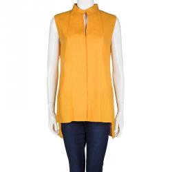 Akris Orange Mandarin Collar High Low Linen Tunic L