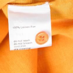 Akris Orange Mandarin Collar High Low Linen Tunic L