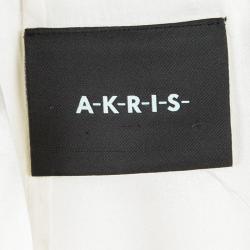 Akris Cream Wool Sheer Sleeve Detail V-Neck Dress L