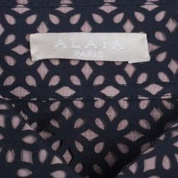 Pre Owned Azzedine Alaia Black Peplum Shirt M