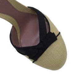 Pre Owned Azzedine Alaia Beige Raffia Bow Detail D'Orsay Ankle Strap Pumps Size 38.5