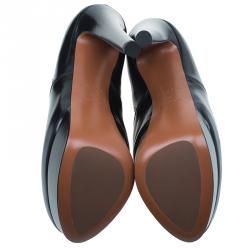 Pre Owned Azzedine Alaia Black Leather and Elastic Panel Ankle Boots Size 39