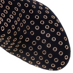 Pre Owned Alaia Black Suede Eyelet Ankle Boots Size 38.5