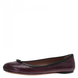 Alaia Purple Python Bow Ballet Flats Size 40