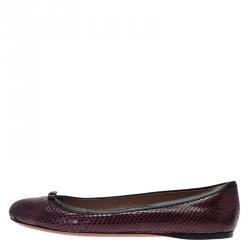 Alaia Purple Python Bow Ballet Flats Size 40