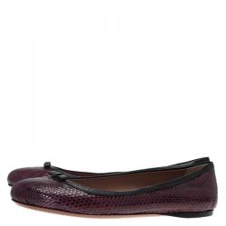 Alaia Purple Python Bow Ballet Flats Size 40