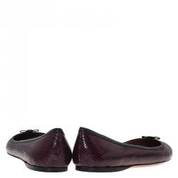 Alaia Purple Python Bow Ballet Flats Size 40