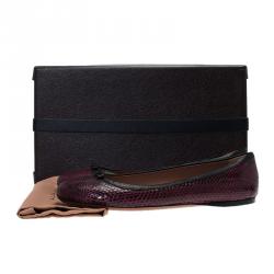 Alaia Purple Python Bow Ballet Flats Size 40