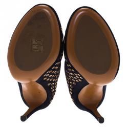 Pre Owned Alaia Black Suede Eyelet Ankle Boots Size 37.5