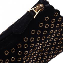 Pre Owned Alaia Black Suede Eyelet Ankle Boots Size 37.5