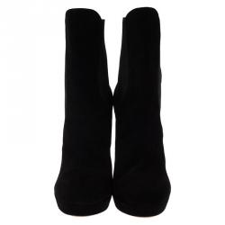 Alaia Black Suede Chamois Platform Ankle Boots Size 38