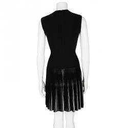 Pre Owned Alaia Black Knit Accordion Pleat Detail Fit and Flare Sleeveless Dress M