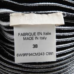 Pre Owned Alaia Black Knit Accordion Pleat Detail Fit and Flare Sleeveless Dress M