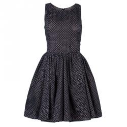 Pre Owned Azzedine Alaia Monochrome Flare Dress M