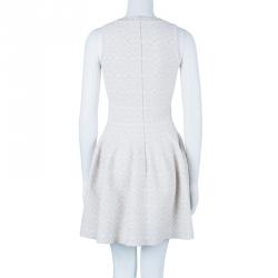 Pre Owned Azzedine Alaia Off-White Print Flare Dress M